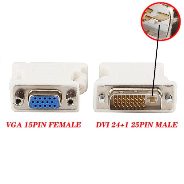 DVI to VGA Adapter-DVI (24+1) to VGA Adapter Converter DVI 24+1 Pin Male to VGA Female 1080P Converter Adapter for HDTV Monitor Computer PC Laptop dvi to vga cable 1080p