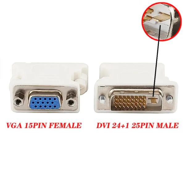 DVI to VGA Adapter-DVI (24+1) to VGA Adapter Converter DVI 24+1 Pin Male to VGA Female 1080P Converter Adapter for HDTV Monitor Computer PC Laptop dvi to vga cable 1080p