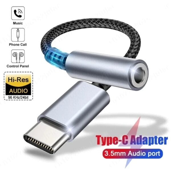 HiFi USB Type C To 3.5 Jack Earphone Adapter USB-C 3 5mm Audio Cable Converter For IPhone 15 Series Samsung Galaxy Huawei Xiaomi