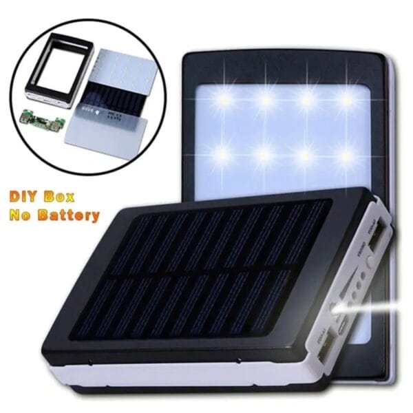 DIY Portable 5x18650 Powerbank Pover Power Bank 18650 Solar Power Bank Case Box Dual USB Kit Phone Charger Flashlight
