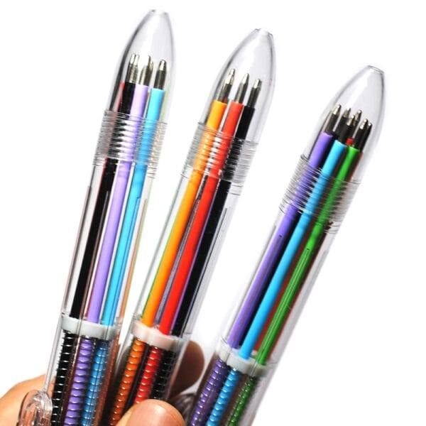 1pcs/Lot 6 In 1 Colorful Pens Novelty Multicolor Ballpoint Pen Multifunction Stationery School Supplies