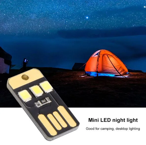 2PCS Night table Lamp Mini Pocket Card USB Power LED Keychain Night Light 0.2W Light for Power Bank Computer Laptop