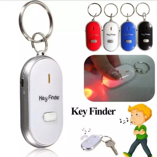 Mini Whistle Anti Lost KeyFinder Alarm Wallet Pet Tracker Smart Flashing Beeping Remote Locator Keychain Tracer Key Finder + LED